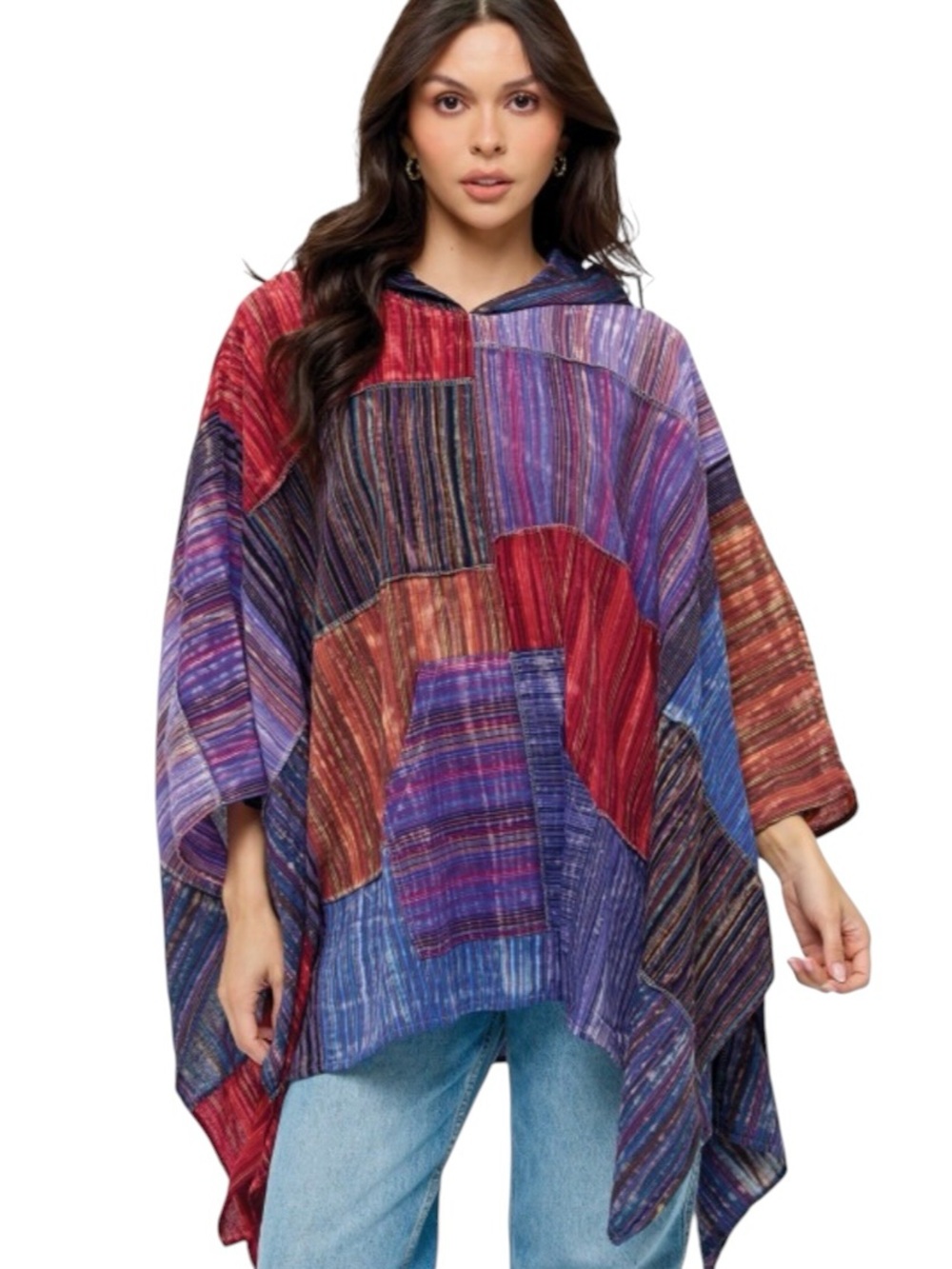 334: YAK & YETI NWT PONCHO HOODIE PULLOVER MULTICOLOR (YY) 25685